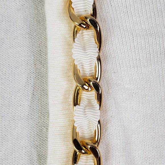 J McLaughlin Cardigan Sweater Cream Small Vacation Gold Chain Blair Gossip Girl - Picture 6 of 9